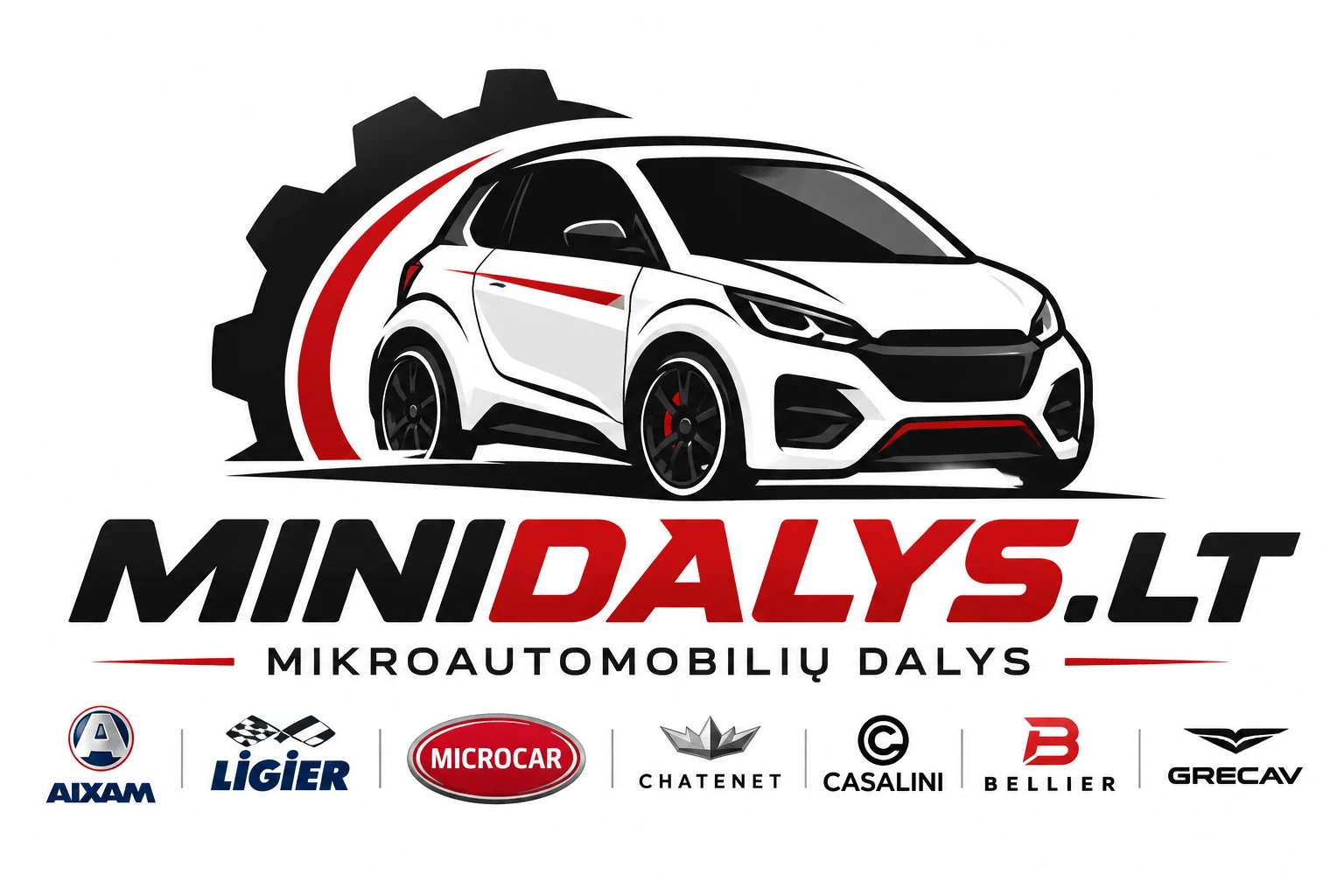 MINIDALYS.LT mikroautomobilių dalių logotipas ir markės
